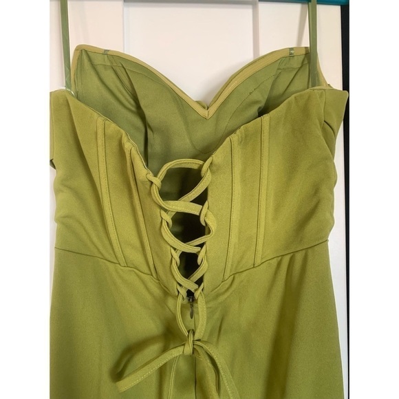 Vipgirl Olive Green Strapless Slit Corset Evening Gown Long Maxi Dress Size XL - Picture 7 of 12